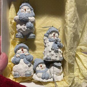 Lot of 4 Snow Buddies Christmas Ornaments – Adorable Vintage Holiday Collectible
